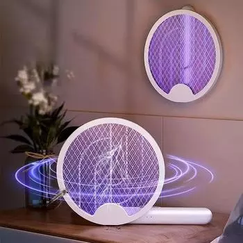 3500 В складная электрическая мухобойка-ракетка для уничтожения комаров с УФ-лампой, ловушка для мух от комаров с зарядкой от USB белый