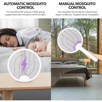3500 В складная электрическая мухобойка-ракетка для уничтожения комаров с УФ-лампой, ловушка для мух от комаров с зарядкой от USB белый
