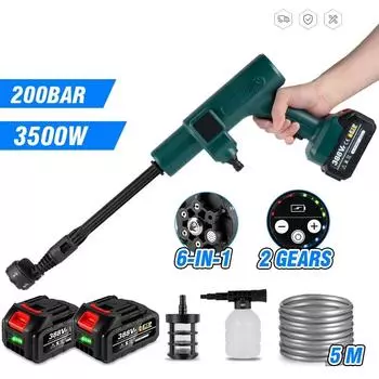 3500 Вт 200 бар 6 в 1 бесщеточный электрический пистолет для мойки автомобилей портативный беспроводной перезаряжаемый автомобильный садовый электроинструмент