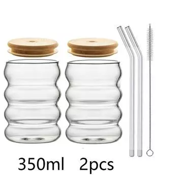 350/480 мл с крышкой и трубочкой набор из 2 шт термостойкие чашки Wave для пива сока льда кофе коктейли фрукты стеклянная посуда для напитков