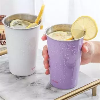 350/500 мл металлическая кружка для холодного питья из нержавеющей стали 304, однотонная походная кружка для кофе, пива, кухонная посуда для напитков, молока, воды, кружка для дома 350-500ml