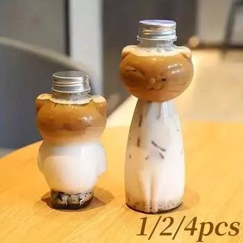 350/500 мл милые бутылки для воды в форме кота портативная прозрачная питьевая кружка для молока чай кофе сок напитки домашняя бутылка для питья