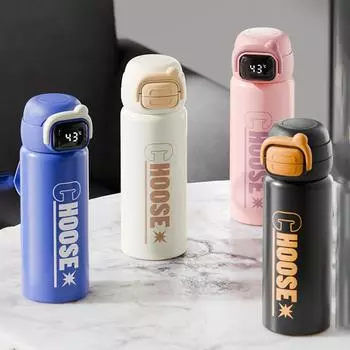 350/500 мл Умная кофейная чашка Портативная термос из нержавеющей стали со светодиодным дисплеем температуры Термос Спортивная бутылка для воды 500ML розовый