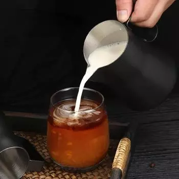 350/600 мл чашка-цветок из нержавеющей стали с заостренным горлышком, необычный чайник для приготовления молочной пены, чашка для травления кофе, ролик для приготовления молочной пены 350ml black