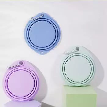 350 Large Collapsible Dog Pet Folding Silicone Bowl Outdoor Travel Portable Puppy Food Container Feeder Dish Bowl фиолетовый