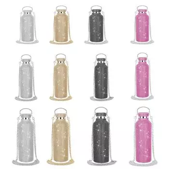 350 мл/500 мл/750 м Алмазные термосы Портативная блестящая бутылка для воды со стразами через плечо термос из нержавеющей стали 500ml серебряный