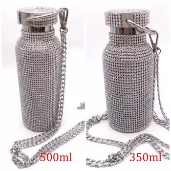 350 мл/500 мл Алмазный термос с изоляцией и стразами, вакуумная чашка, колба из нержавеющей стали, чайник для питья 350ml