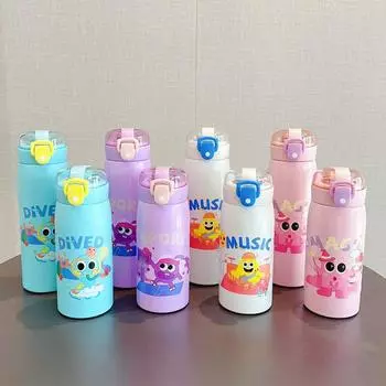 350 мл/500 мл двойная термос из нержавеющей стали для детей с трубочкой портативный милый мультяшный термокружка дорожная термокружка 350ml