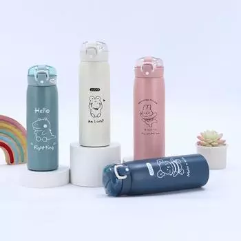 350 мл/500 мл термобутылка для воды из нержавеющей стали изолированная чашка мультяшная термофляга для отдыха на открытом воздухе 350ml розовый