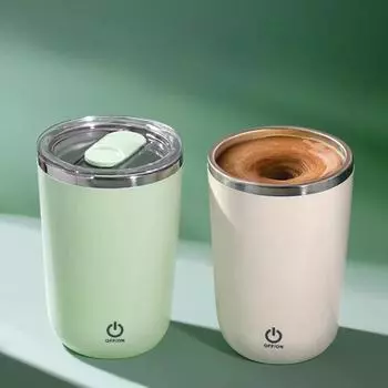 350 мл электрическая чашка для смешивания из нержавеющей стали, переносные чашки для молока и кофе, перезаряжаемая умная кружка для помешивания, автоматическая магнитная посуда для напитков 350ML зелёный