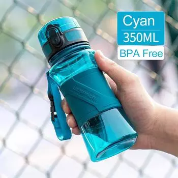 350 мл бутылки для воды UZSPACE, протеиновый шейкер без BPA, детский портативный герметичный спортивный инвентарь для напитков, уличный экологически чистый тритан 0.35L чёрный