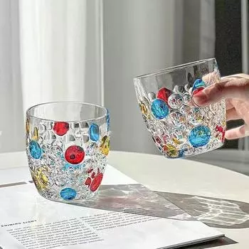 350 мл цветной пузырьковый стакан для виски, дизайнерская стеклянная посуда в богемном стиле, хрустальная чашка для напитков, стакан для воды, молока, кофе, пивная кружка, дропшиппинг 2 Pcs Whisky Cup 350ml