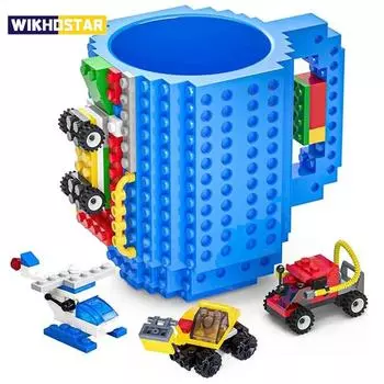 350 мл Креативная кружка для молока и кофе, чашки, строительные блоки, дизайн, персонализированные украшения, детский чайник для самостоятельного приготовления пищи Red синий