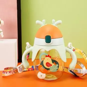 350 мл Милая прозрачная анти-удушающая чашка-непроливайка с мультяшным рисунком Детская бутылка для воды Школьные принадлежности 350ml розовый