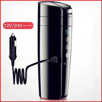 350 мл мини электрическая чашка регулируемая температура умный цифровой чайник для горячей воды герметичный сенсорный экран для путешествий офиса дома автомобиля чёрный