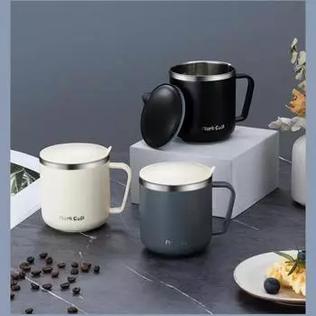 350 мл нержавеющая сталь кофейная кружка портативная двухслойная термокружка с крышкой и ручкой термокружка с теплоизоляцией молочная кружка 350ml чёрный