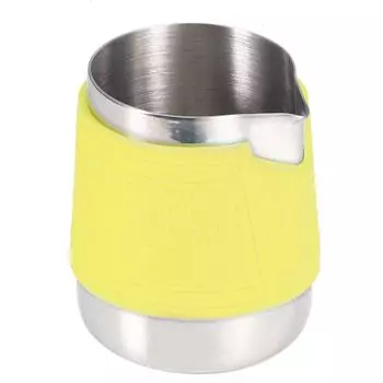 350 мл Нержавеющая стальная чашка для вспенивания молока Силиконовый кофейник с защитой от ожогов для латте-арта жёлтый
