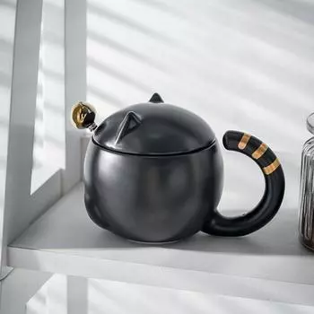 350 мл новая персональная милая кружка с изображением таинственной черной кошки, лимитированная серия, кофейная чашка на Хэллоуин, чайная чашка, подарок для семьи/пар/друзей 350ml чёрный