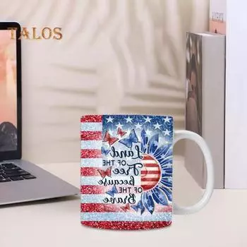 350 мл патриотические керамические кружки, емкость, винтажный американский флаг, звезды, полосы, принт, чашки для кофе, чая для домашнего офиса, школы, украшения, подарок на новоселье E