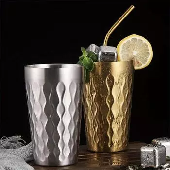 350 мл пивная кружка из нержавеющей стали с волнистым узором стакан металлические кофейные чашки барная посуда для кухни дорожная чашка для воды Sand silver