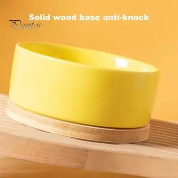 350 мл подогреваемая миска для кошек, термомиска для домашних животных с деревянной основой, электрическая керамическая миска с подогревом и термостатическим управлением для собак, кошек, кроликов чёрный