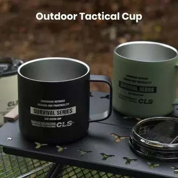 350 мл походная кружка с крышкой пищевой класс без BPA ультра-легкая чашка для воды из нержавеющей стали уличная посуда для путешествий и кемпинга хаки