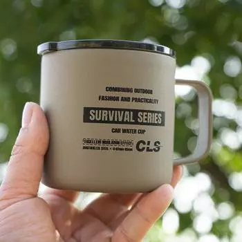 350 мл походная кружка с крышкой пищевой класс без BPA ультра-легкая чашка для воды из нержавеющей стали уличная посуда для путешествий и кемпинга хаки