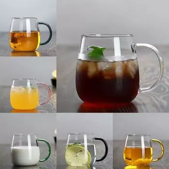 350 мл прозрачный стеклянный стакан для воды домашний стеклянный милый стаканчик с крышкой для мужчин и женщин чашка для кофе Lake Green Mushroom Cup 350ml