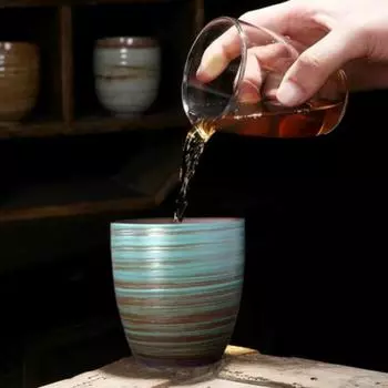 350 мл расписанная вручную большая керамическая ретро-чашка для творчества в стиле трансформации печи, чашка для чая, чашка для пшеницы и кофе