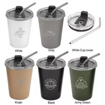 350 мл стаканы для питья с крышкой и соломинкой из нержавеющей стали металлическая кружка для путешествий кружка для пикника кемпинга вечеринки семьи ежедневного использования Cup cover белый