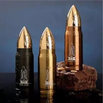 350 мл термос из нержавеющей стали, креативная колба-пуля, ракетная вакуумная термостаканка, инструменты для домашнего путешествия, офиса, питья бронзовый