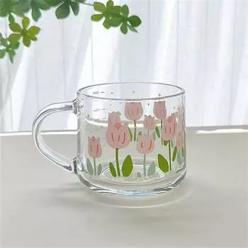 350 мл Tulip Ins стеклянная чашка для завтрака соломенная чашка для воды чашка для молока с крышкой ложка напечатанная шкала чашка для