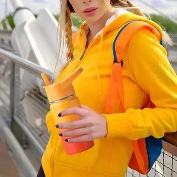 350 мл вакуумная бутылка с соломинками, термос из нержавеющей стали для школы 350ml фиолетовый/зелёный