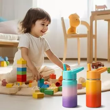 350 мл вакуумная бутылка с соломинками, термос из нержавеющей стали для школы, герметичная бутылка для воды для малышей, для мальчиков и девочек, для приключений на свежем воздухе 350ml