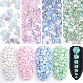 350 шт. дизайн ногтей плоские ногти снежный белок стекло кристалл цвет алмаз аксессуары подвески для ногтей 3D дизайн ногтей декор для ногтей Блеск Diy драгоценные камни синий