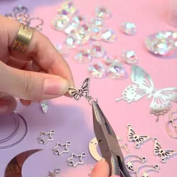 350 шт./компл. DIY набор для ловца солнца с розой, бабочкой, луной, звездой, радугой, поддельными кристаллами, призмами, подвесными украшениями, материалами для изготовления D