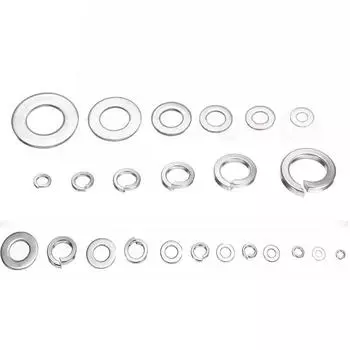 350 шт./набор Коробка ассорти плоских и пружинных шайб Гайки с насечками из нержавеющей стали Болт