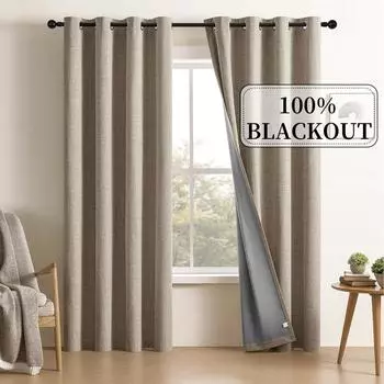 350 см высота индивидуальный заказ 100% затемняющие шторы для гостиной шторы для спальни шторы из искусственного льна кухонные шторы W130xH130cm 1piece&Hooks хаки