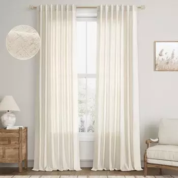 350 см высота изготовленная на заказ прозрачная занавеска из искусственного льна тюль для гостиной шторы для спальни шторы портьеры W100xH270cm 1piece&Hooks белый