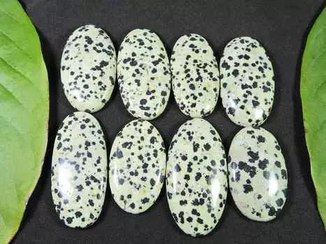 350Cts. Natural Dalmation Oval Cabochon Loose Gemstone 08 Pcs Lot 35-39MM RQ-1453
