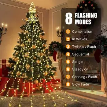 350Led 8Mode Waterfall Light Christmas Tree Toppers Lamp Waterproof Garland for Garden Outdoor Home Wedding Party Lighting Decor