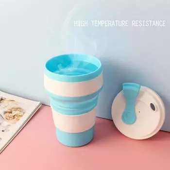 350Ml/500Ml Silicone Folding Cup Collapsible Mug With Cover Coffee Travel Outdoors Portable Water Drinking Tea Cups