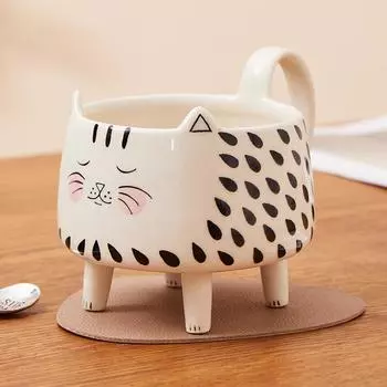 350ml Cat Mug With 4 Legs Cat Cute Coffee Mug For Women Girls Cute Ceramic Meow Mugs Novel Coffee Mugs Funny 350ml жёлтый