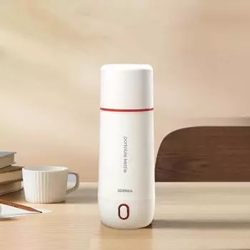 350ml Electric Kettle Portable Electric Heating Bottle Automatic Kettle 304 Stainless Steel Thermal Pot Boiling Water Cup 220V EU белый