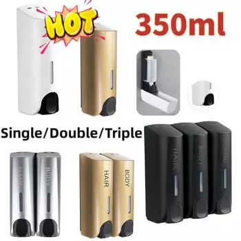 350ML Shower and Lotion Dispenser Wall-mount Shower Shampoo Dispenser Refillable Liquid Soap Container for Bathroom Washroom