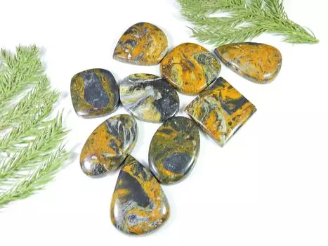 351Cts. Натуральный Питерсит Агат Микс Кабошон Драгоценный Камень Россыпью 9 Штук Лот RQ-795