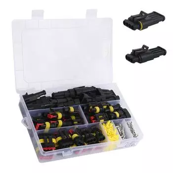 352 шт. автомобильный электрический разъем для проводов 1/2/3/4 отверстия клеммы комплект штекеров IP68 водонепроницаемый штекер и гнездо штырь маленький водонепроницаемый штекер 352pcs&Line Connector