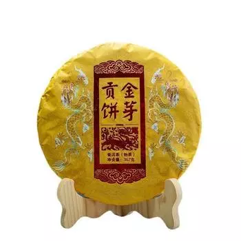 357 г Юньнань Коричневые горы Древний выдержанный торт с золотыми бутонами Спелый чай Пуэр