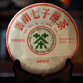 357г Юньнань Цизи Шу Пуэр Чайный торт 2004 Мэнхай 7572 Старый спелый чайный пирог Пуэр