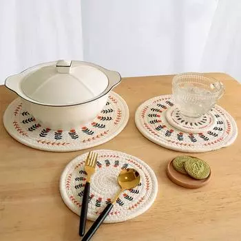 3587 Хлопок и лен плетеный теплоизоляционный коврик бытовой подставка под тарелку миску песочница чайник чашка коврик против ожогов 1pc